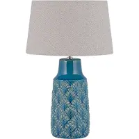 Beliani Lampe de table en céramique bleue avec abat-jour gris 55 cm lampe de nuit design