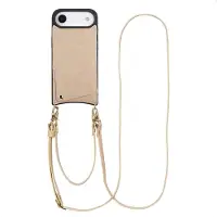 Selencia Coque de télephone Nova Croco avec cordon et porte-cartes pour Apple iPhone Air - Beige