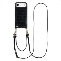 Selencia Coque de télephone Nova Croco avec cordon et porte-cartes pour Apple iPhone Air - Noir