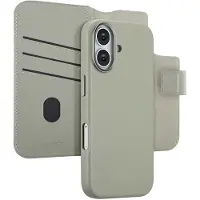 Accezz Étui de télephone portefeuille en cuir 2-en-1 avec MagSafe pour Apple iPhone 17 - Light Grey