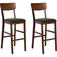 Beliani Ensemble de 2 tabourets de bar vert sièges rembourrés caoutchouc foncé tabourets hauts en bois