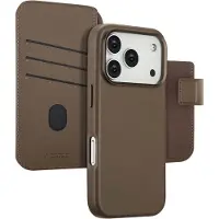 Accezz Étui de télephone portefeuille en cuir 2-en-1 avec MagSafe pour Apple iPhone 17 Pro - Marron café