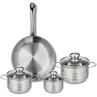 Elo Ensemble de 1 Poêle de cuisson 28 cm et 3 faitouts 12, 14 et 16 cm Profi Brillant