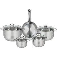 Elo Ensemble de 1 Poêle de cuisson 24 cm et 4 faitouts 14, 16, 20 et 24 cm Profi Brillant