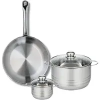 Elo Ensemble de 1 Poêle de cuisson 28 cm et 2 faitouts 12 et 20 cm Profi Brillant