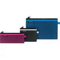 Leitz Pochette voyage WOW, avec fermeture éclair, pochette transparente en filet et compartiment opaque, taille L, noir