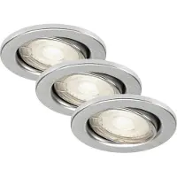 Briloner Lampe LED encastrée LEUCHTEN STEN, 5 W, 460 lm, IP23, couleur aluminium, métal, incl., 3x GU10, 3er Set, Ø 8,6 cm