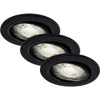 Briloner Lampe LED encastrée LEUCHTEN STEN, 5 W, 460 lm, IP23, noir mat, métal, incl., 3x GU10, 3er Set, Ø 8,6 cm