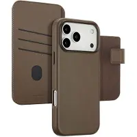 Accezz Étui de télephone portefeuille en cuir 2-en-1 avec MagSafe pour Apple iPhone 17 Pro Max - Marron café