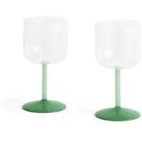 HAY Tint Verre à Vin - Set de 2 Clear, jade light green and jade dark green