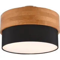 TRIO Plafonnier rond SEASONS noir et blanc, 2xE14x15W, aspect bois, dimensions : 22x30x30 cm, IP20,