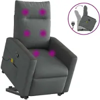 vidaXL Fauteuil de massage avec releveur Tissu gris foncé