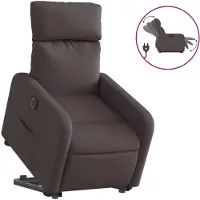 vidaXL Fauteuil relax avec releveur électrique Tissu marron foncé