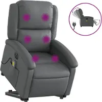 vidaXL Fauteuil de massage avec releveur électrique Gris Similicuir