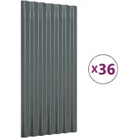 Super Merchant Panneaux de toit 36 pcs. Acier revêtu par poudre Anthracite 80x36cm