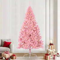 vidaXL Sapin de Noël artificiel pré-éclairé Rose 240 cm PVC
