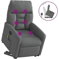vidaXL Fauteuil de massage avec releveur Tissu gris foncé
