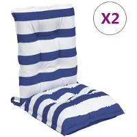 vidaXL Coussins de chaise basse 2 pcs. Bleu Blanc Rayé Tissu Oxford