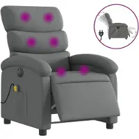 vidaXL Fauteuil inclinable de massage électrique gris foncé tissu