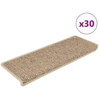 vidaXL Tapis d'escalier autocollants 30 pcs 65x21x4 cm sable