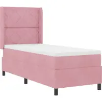 vidaXL Lit boxspring avec barres lumineuses LED rose 80 x 200 cm velours