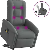 vidaXL Fauteuil de massage avec releveur Tissu gris foncé