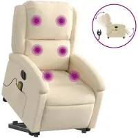 vidaXL Fauteuil de massage électrique avec releveur Crème Tissu