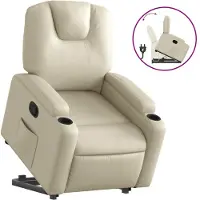 vidaXL Fauteuil relax avec releveur Crème Similicuir