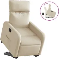 vidaXL Fauteuil relax avec releveur Crème Tissu