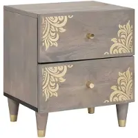 vidaXL Cabinet de chevet Gris 40 x 33 x 46 cm Bois de mangue massif