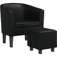 vidaXL Fauteuil club avec repose-pieds Noir Similicuir