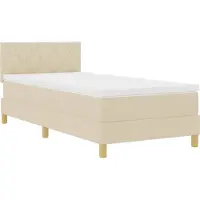 vidaXL Lit boxspring LED avec bandes lumineuses LED, couleur crème, 90 x 190 cm, tissu