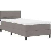 vidaXL Lit boxspring avec bandes lumineuses LED, taupe, 100 x 200 cm, tissu