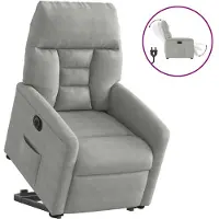 vidaXL Fauteuil relax Releveur électrique Gris clair Tissu microfibre
