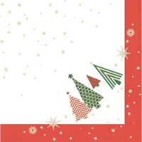 Papstar 50 serviettes, 3 plis, 40 cm x 40 cm "Plain Christmas Trees". (50 pcs, 40 x 40 cm)
