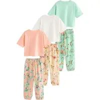Next Pyjama vert clair / orange / blanc cassé