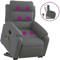 vidaXL Fauteuil de massage avec releveur Tissu gris foncé