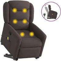 vidaXL Fauteuil de massage avec releveur Tissu marron foncé