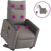 vidaXL Fauteuil de massage électrique avec releveur Taupe Tissu