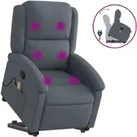 vidaXL Fauteuil de massage avec releveur gris foncé velours