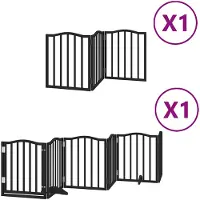 vidaXL Porte pour chien 9 pièces avec porte Pliable Noir 450 cm Bois de peuplier