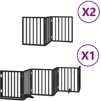 vidaXL Porte pour chien 12 pièces avec porte Pliable Noir 600 cm Bois de peuplier