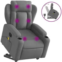 vidaXL Fauteuil de massage avec releveur Tissu gris foncé