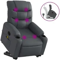vidaXL Fauteuil de massage avec releveur Gris Similicuir