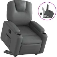 vidaXL Fauteuil relax avec releveur Gris Similicuir