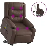 vidaXL Fauteuil de massage avec releveur Marron Similicuir