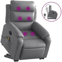 DKD Home Decor Fauteuil de massage avec releveur Gris Similicuir