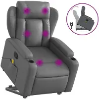vidaXL Fauteuil de massage avec releveur Gris Similicuir