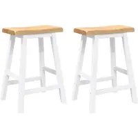 vidaXL Tabourets de bar (lot de 2) en bois massif blanc et caoutchouc