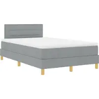 vidaXL Lit boxspring à LED avec tête de lit, gris clair, 120 x 190 cm, tissu